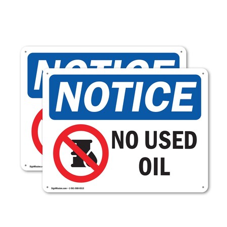 Signmission No Used Oil, 10 in W x Rectangle, Plastic OS-2PACK-NS-P-710-L-16217